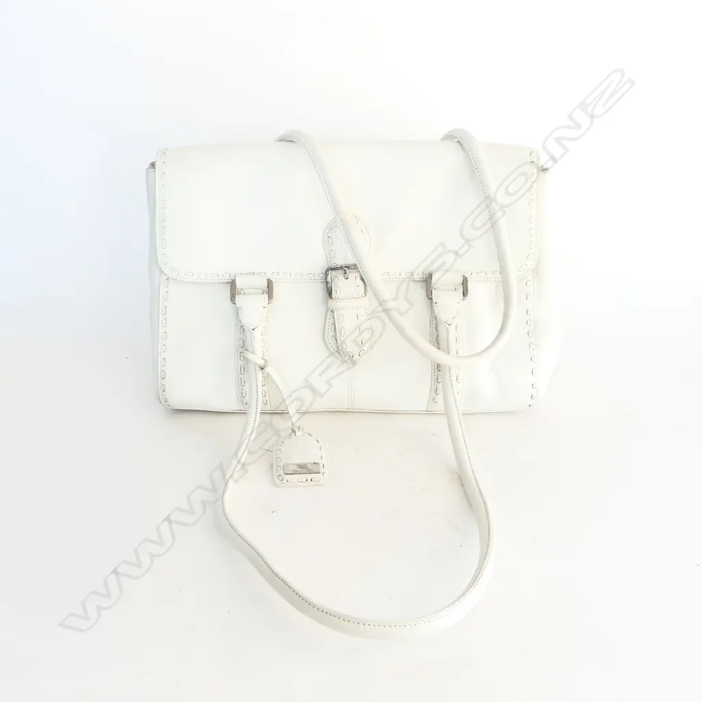 OROTON LARGE WHITE LEATHER HAND BAG L370MM Image 1++
