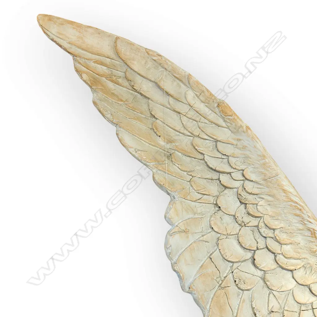 SOARING ANGEL WINGS WALL SCULPTURE - 2 PIECES SET - DISTRESSED FINISH AND DETAILED SHAPE 960 x 320 x 40 mm Image 1++