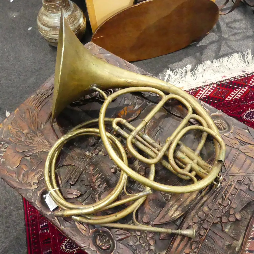 1855 BRASS FRENCH HORN & EXTRA TONE  CHANGER L610MM Image 1++