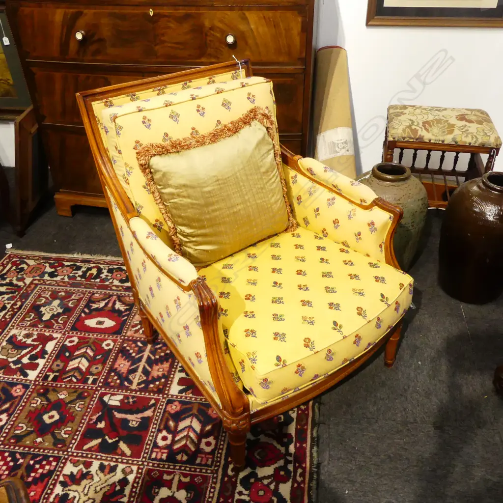 FRENCH BERGERE ARM CHAIR & CUSHION Image 1++
