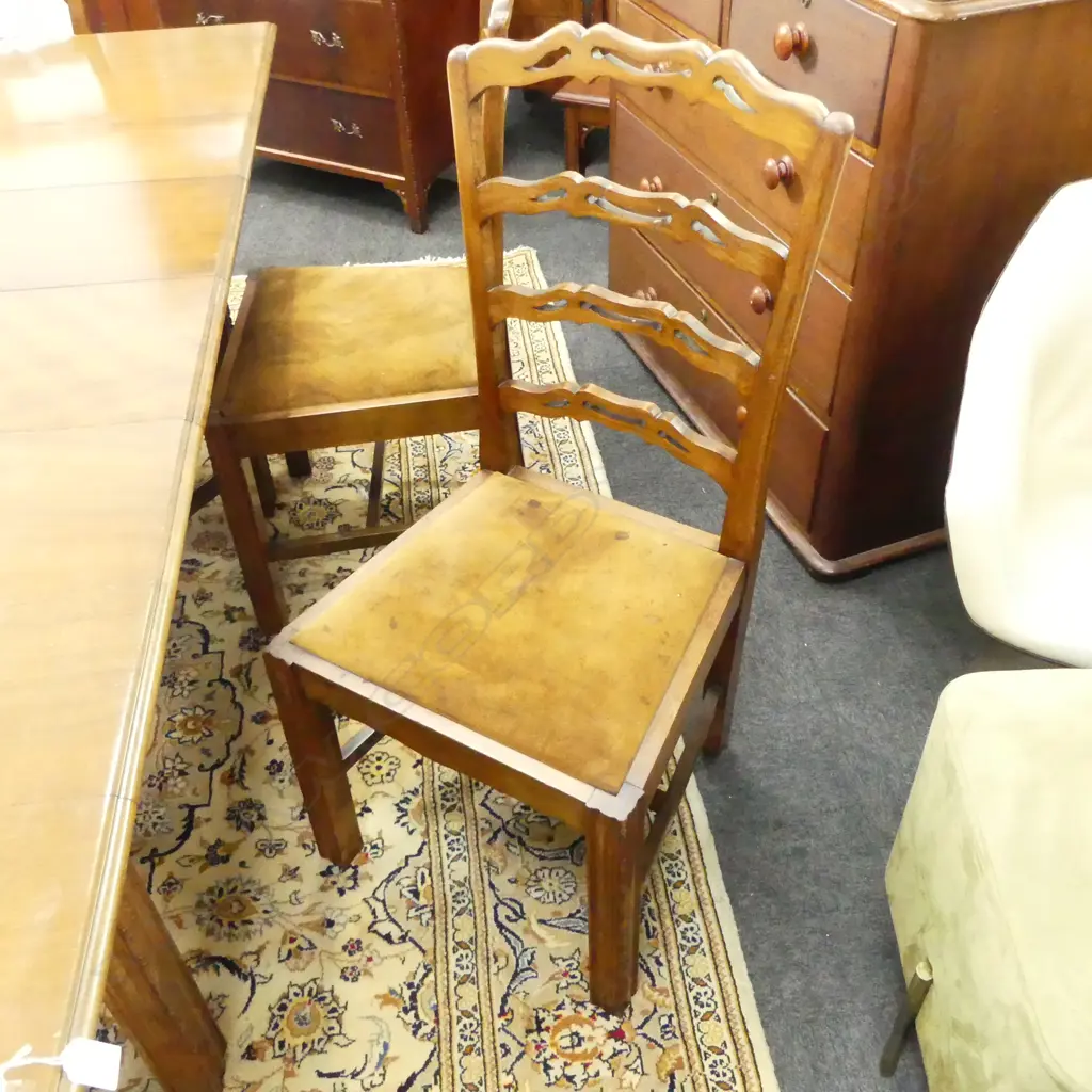 OAK EXTENDING DINING TABLE & 6 LADDER BACK CHAIRS by THE COULLAR Co. WELLINGTON 1330x1060x760mm Image 1++