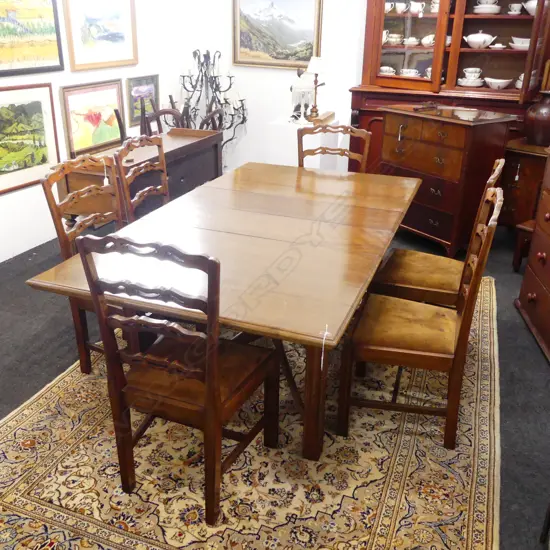 OAK EXTENDING DINING TABLE & 6 LADDER BACK CHAIRS by THE COULLAR Co. WELLINGTON 1330x1060x760mm