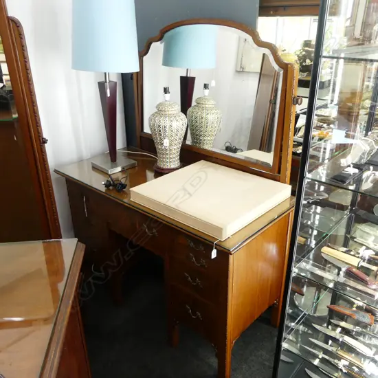 7 DRAWER MIRROR BACK DRESSING TABLE 1230x560x1530mm