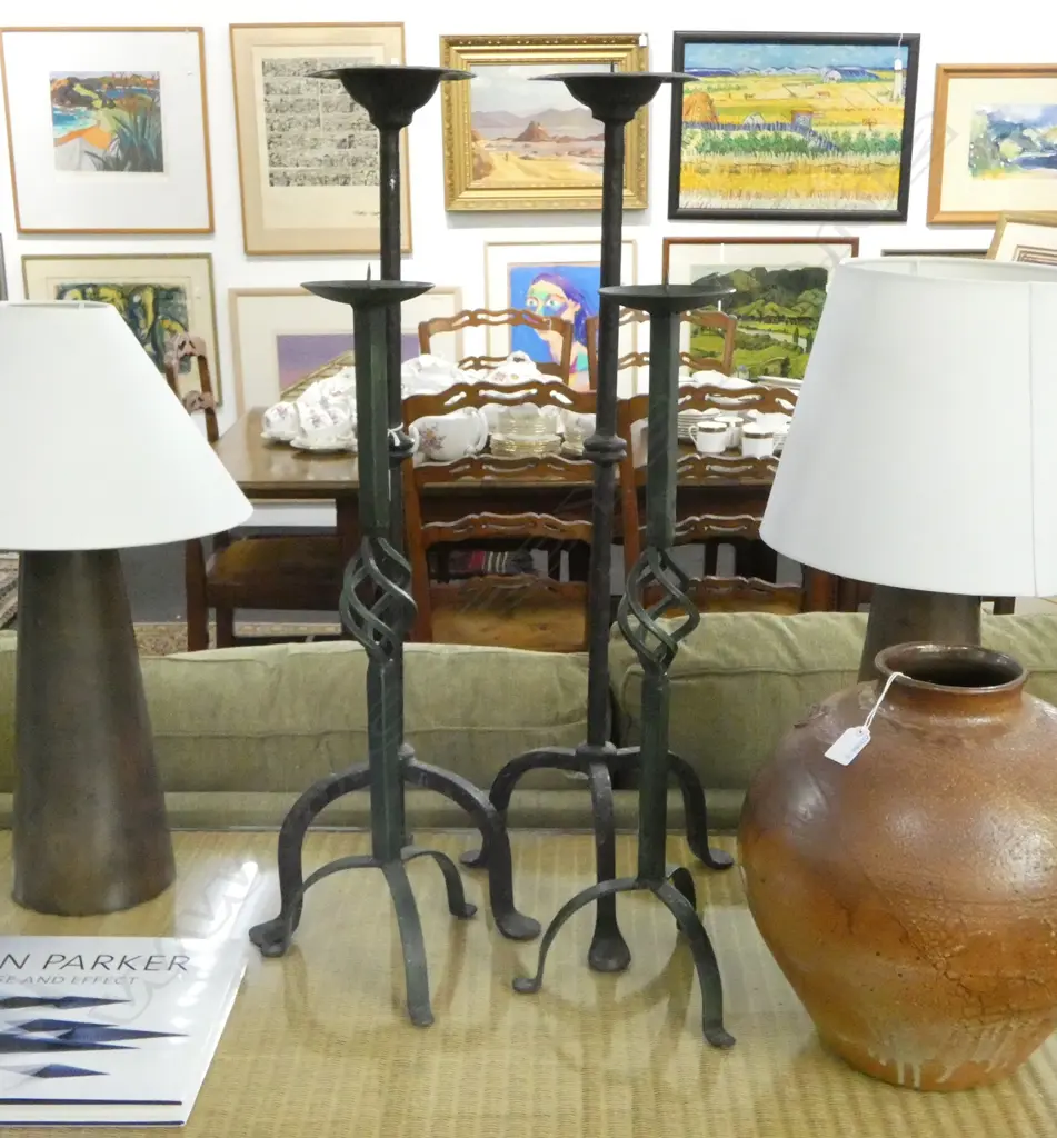 2 PRS METAL CANDLE HOLDERS H.775mm Image 1++