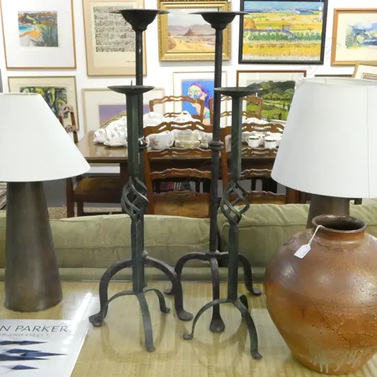 2 PRS METAL CANDLE HOLDERS H.775mm