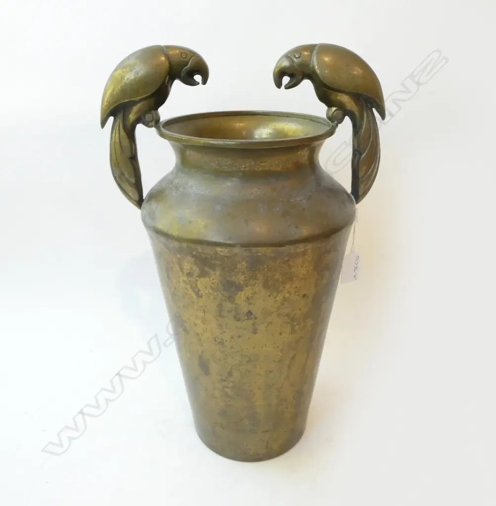 BRASS VASE w. PARROT HANDLES H.440mm Image 1++