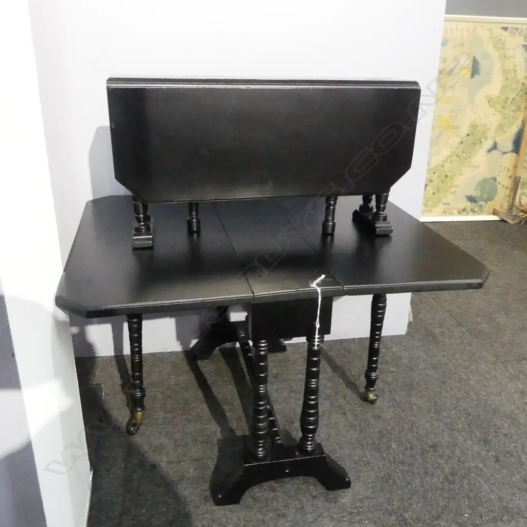 2 SMALL BLACK GATELEG DROP LEAF TABLES Image 1++