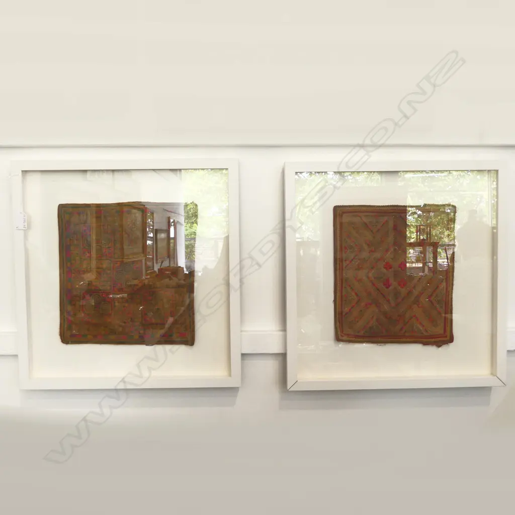 2 FRAMED VINTAGE NEEDLEWORK PATCHES 270X270mm Image 1++