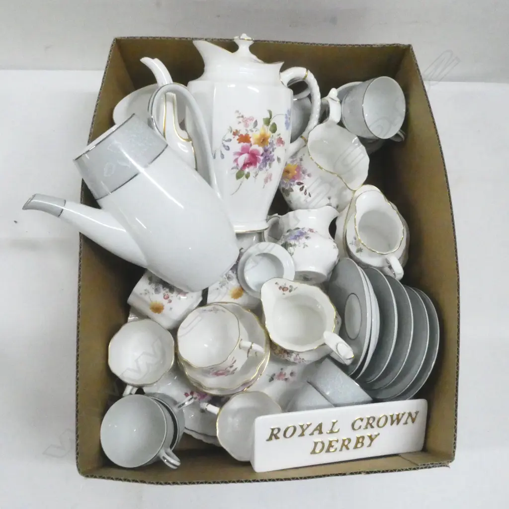ASST. ROYAL CROWN DERBY 'DERBY POSIES' + NORITAKE COFFEE SET Image 1++
