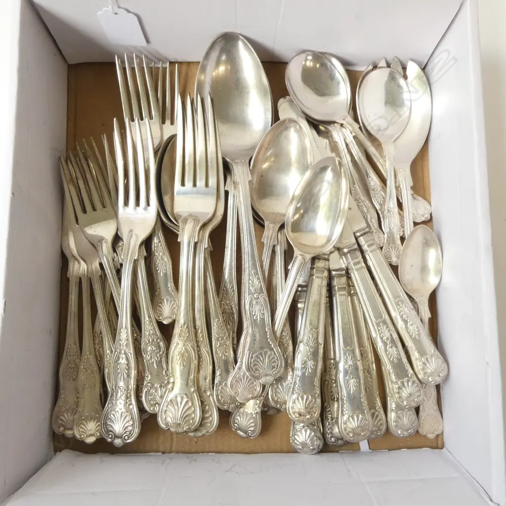 40PCS KINGS PATTERN DOUBLE STRUCK SILVER PLATED CUTLERY KNIVES, FORKS & SPOONS  Image 1++