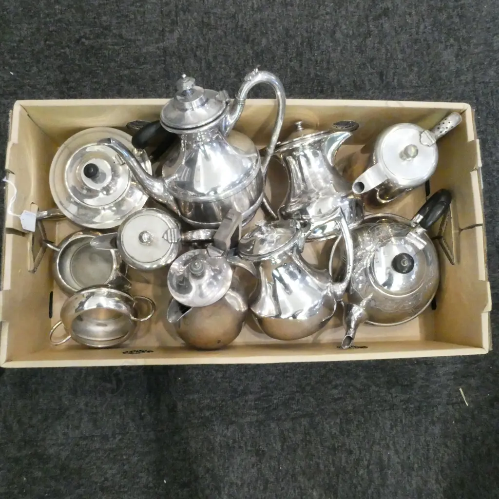 TEN VINTAGE SILVER PLATED TEAPOTS ETC  Image 1++
