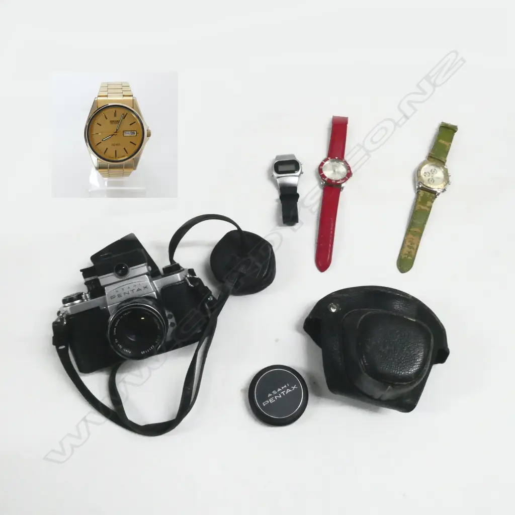 4 WRIST WATCHES + PENTAX S1a CAMERA & FLASH Image 1++