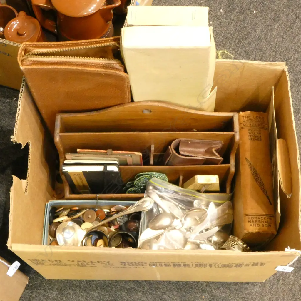 WOODEN DESK ORGANISER, BUTTONS, CUTLERY, EP NAPKIN RINGS ETC Image 1++