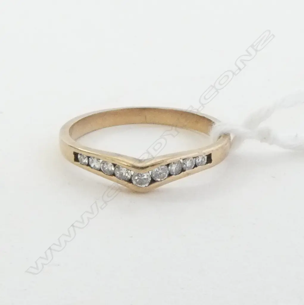 9ct GOLD & DIAMOND CHANNEL SET BAND RING size K1/2 Image 1++