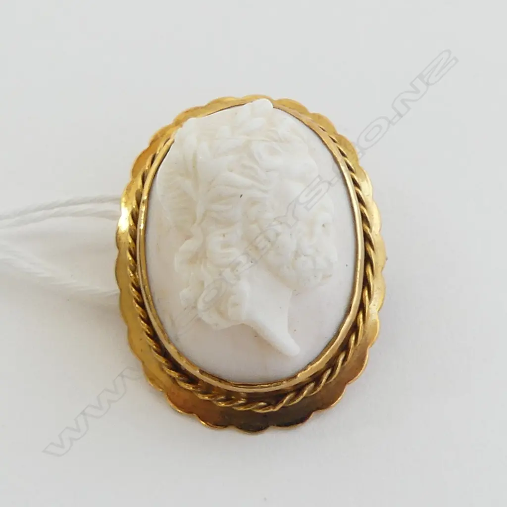 9ct CAMEO BROOCH, 8.4gm Image 1++