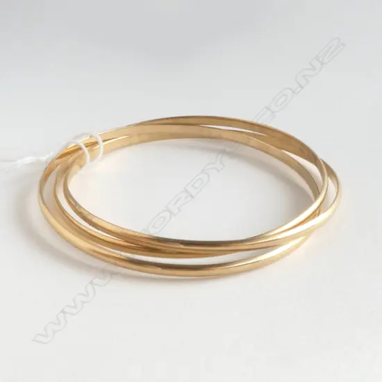 9ct yellow GOLD TRIPLE BAND BANGLE 22.6gms