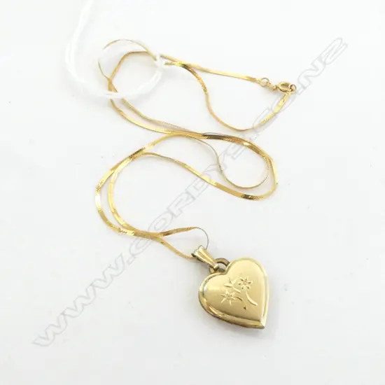 14ct GOLD CHAIN & HEART LOCKET 4.70gms