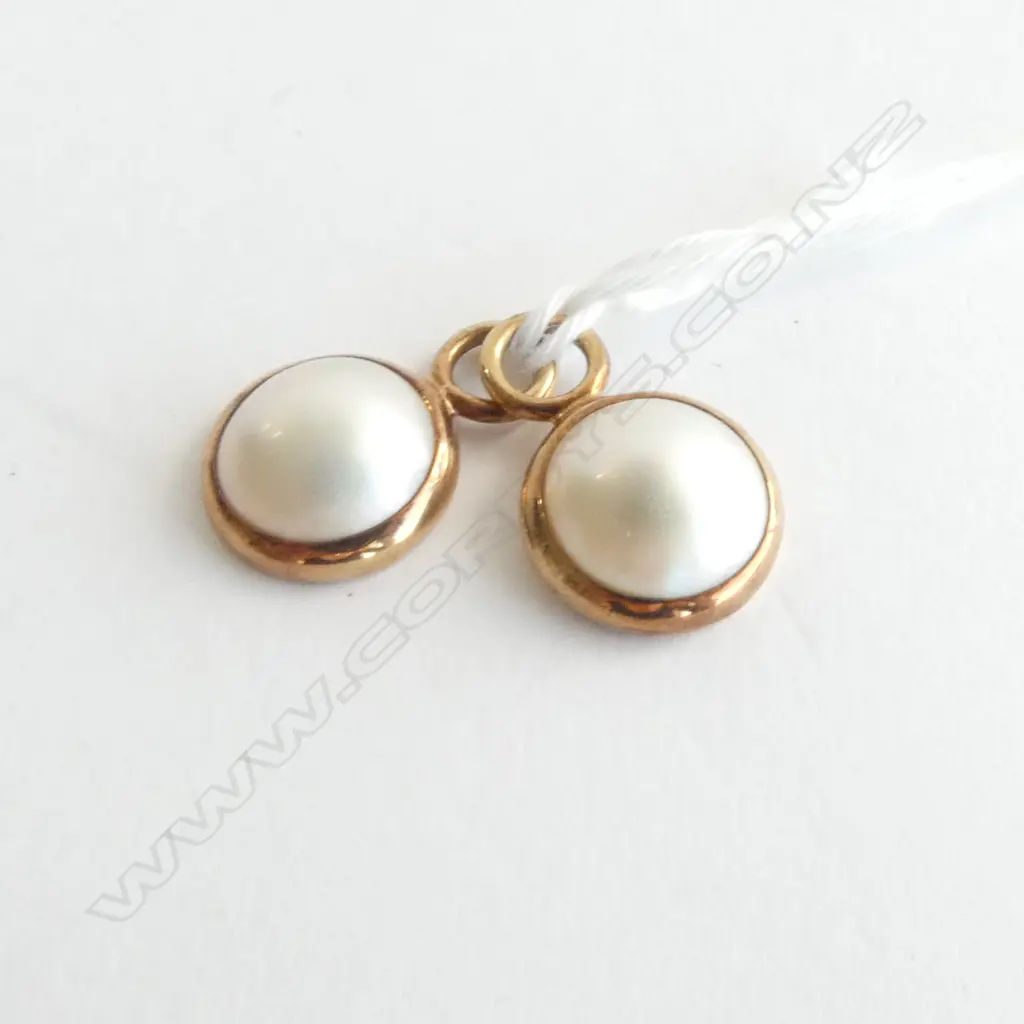 2x  9CT MABE PEARL DROPS FOR HOOP EARRINGS 4.0grms Image 1++
