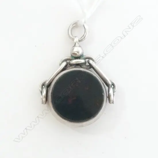 STG SILVER & CARNELIAN FOB SPINNER, B'HAM 1899