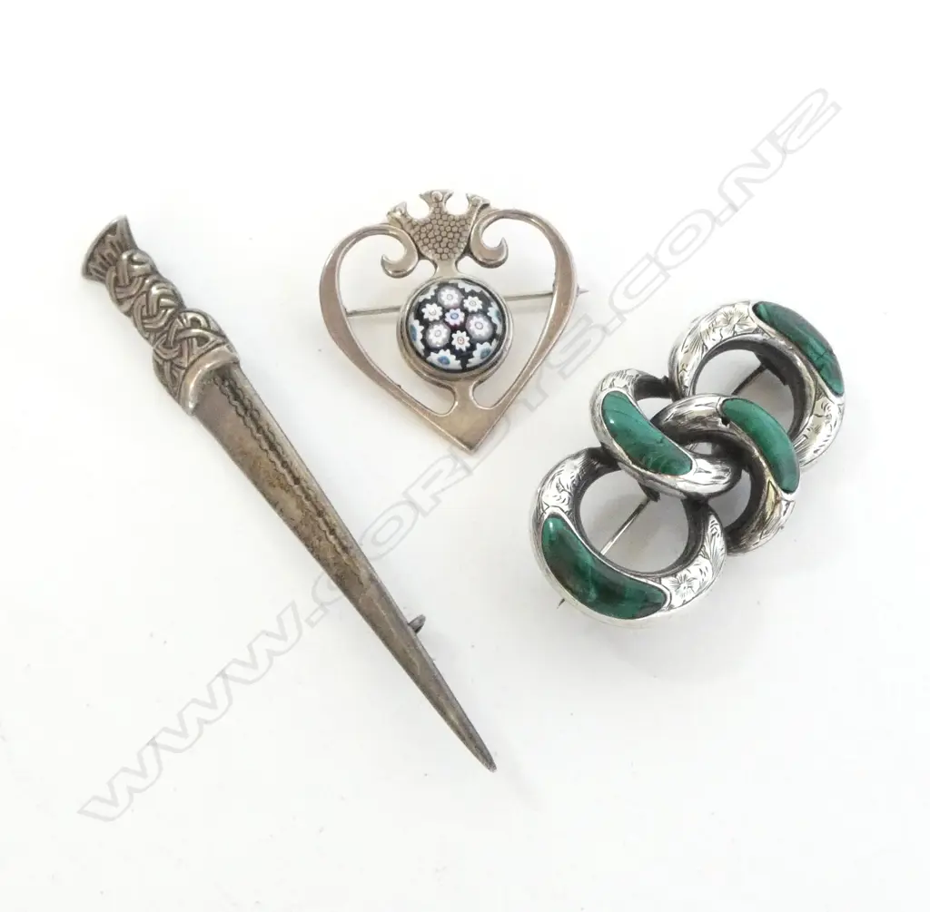 3 SILVER BROOCHES L.95mm 34grms Image 1++