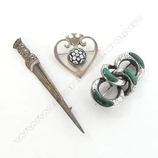 3 SILVER BROOCHES L.95mm 34grms