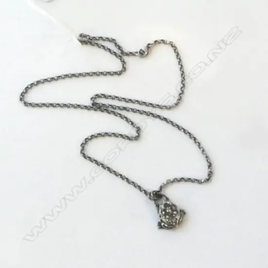 SILVER FROG PENDANT on SILVER CHAIN L.50cm