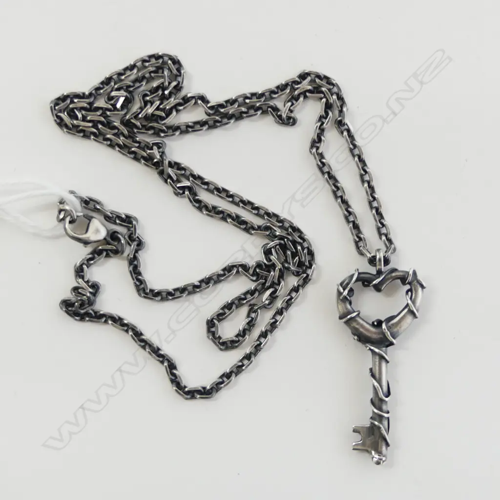 SAM RYDE SILVER HEART KEY PENDANT & CHAIN L.500mm Image 1++