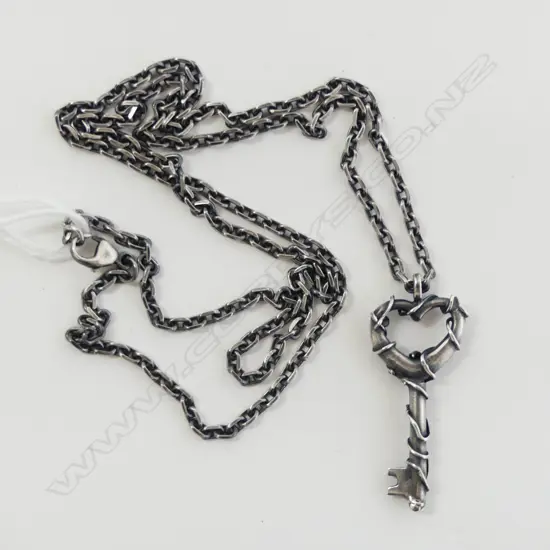 SAM RYDE SILVER HEART KEY PENDANT & CHAIN L.500mm