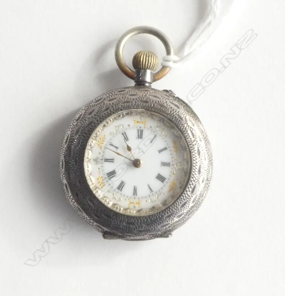 c1900 LADIES SILVER POCKET WATCH open face Image 1++