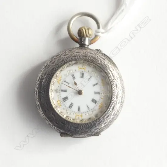 c1900 LADIES SILVER POCKET WATCH open face