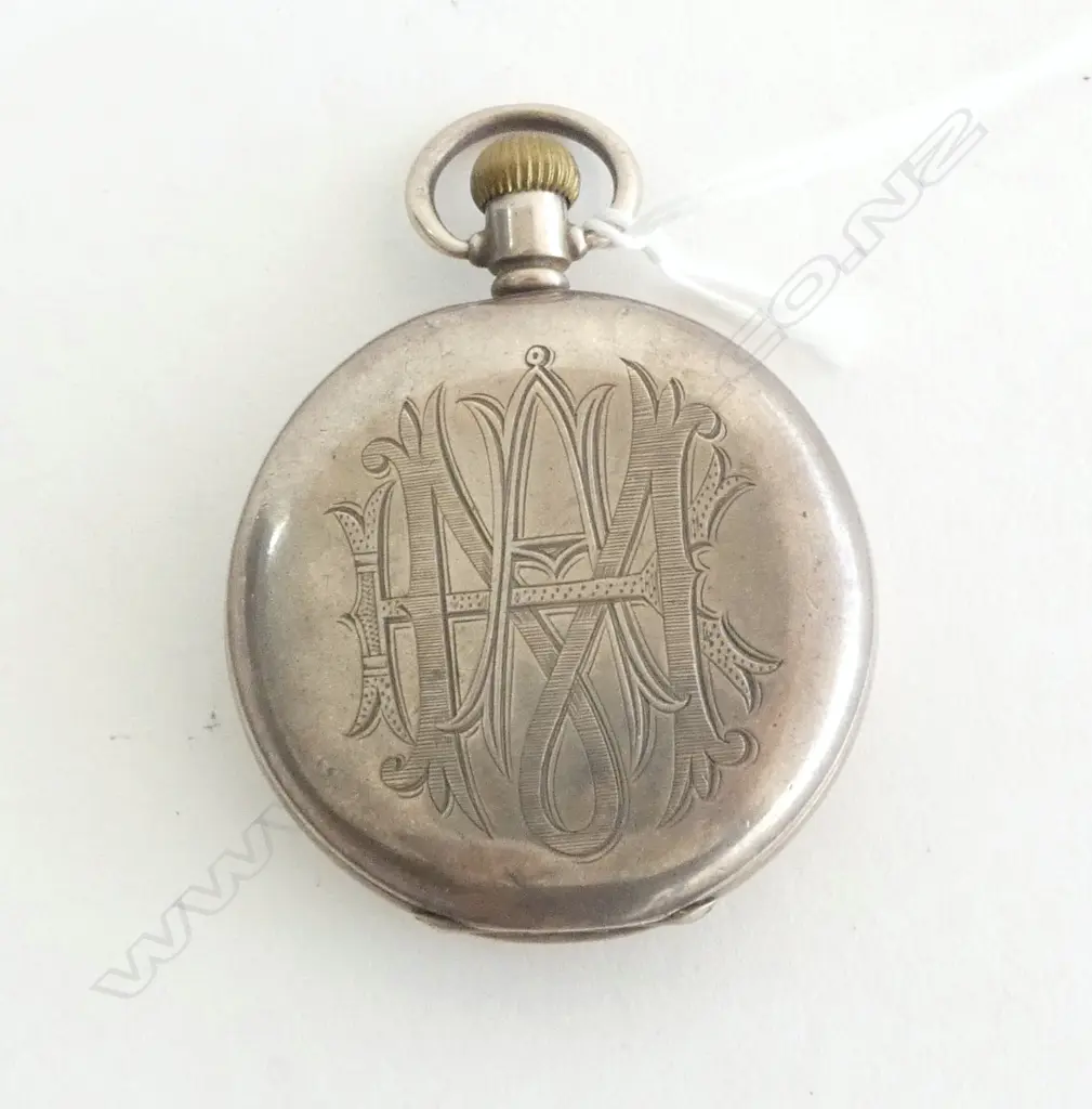 S/S POCKET WATCH AUCKLAND GRAMMER ENGAVED EMBLEM Image 1++