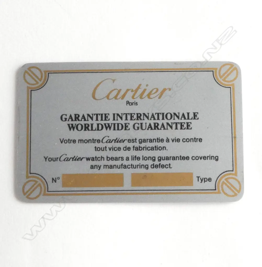 CARTIER AUTOMATIC WRISTWATCH; Ladies size (3cm width)With card dating 31/7/80, no. & type rubbed off. Image 1++