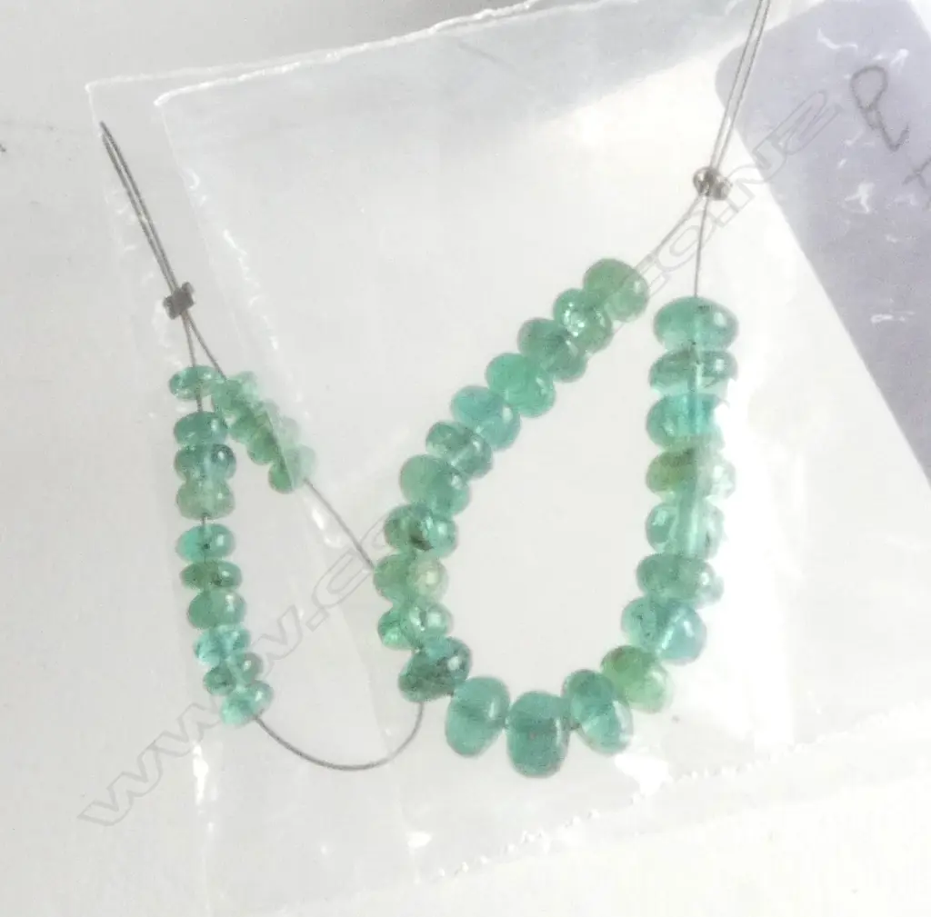 UNCUT EMERALD BEADS; 14 x SML & 22 x MED Image 1++