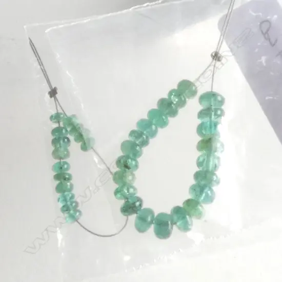 UNCUT EMERALD BEADS; 14 x SML & 22 x MED