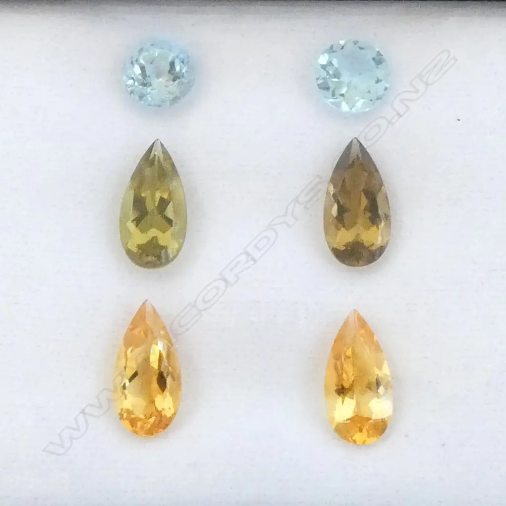 2 PRS FACET CUT CITRINE & TOPAZ TRIOS; 15.40ct, AIG REPORT Image 1++