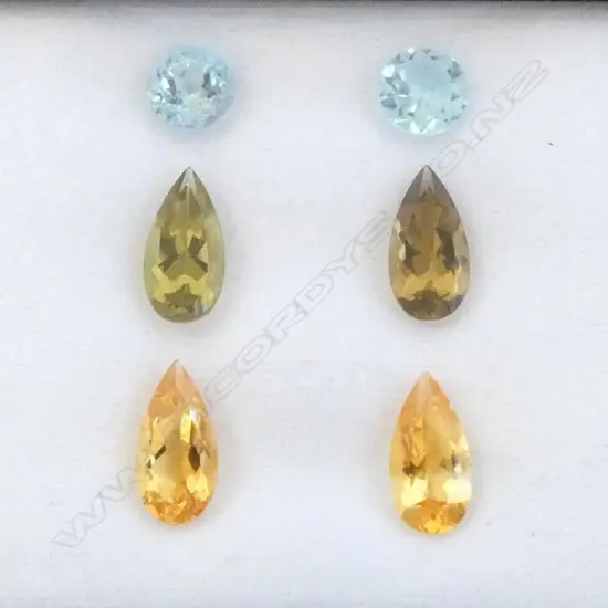 2 PRS FACET CUT CITRINE & TOPAZ TRIOS; 15.40ct, AIG REPORT