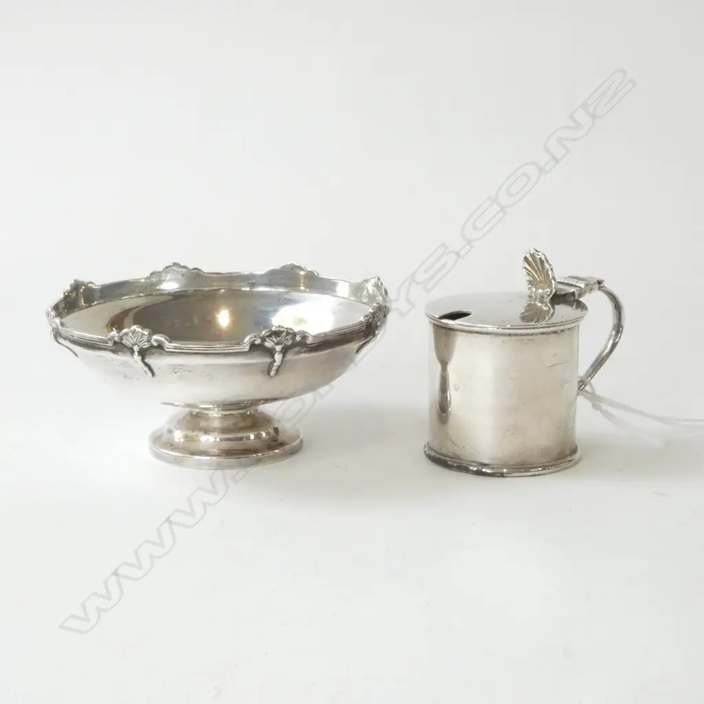 STG SILVER BOWL 90mm dia & CONDIMENT, 92grms total Image 1++