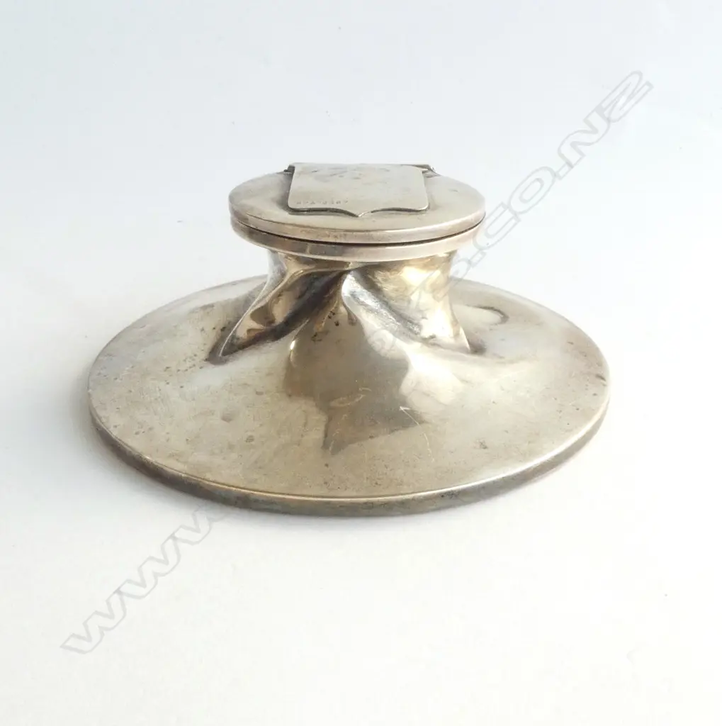 STG SILVER INKWELL, 110mm dia, UNIQUE CRUMPLED DESIGN NOT DAMAGED Image 1++
