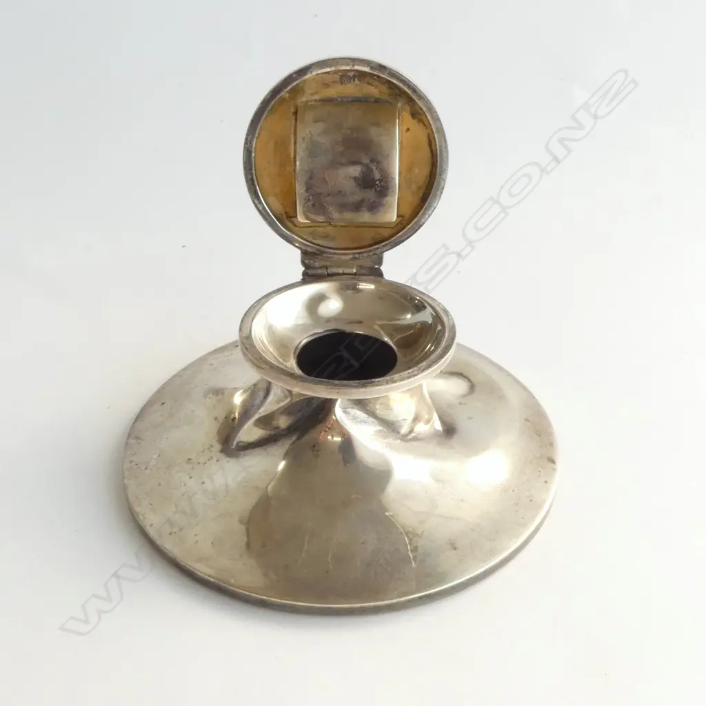 STG SILVER INKWELL, 110mm dia, UNIQUE CRUMPLED DESIGN NOT DAMAGED Image 1++
