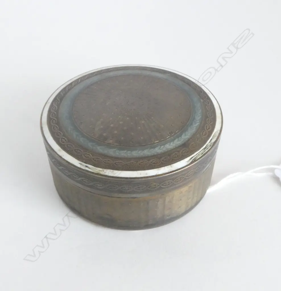 FRENCH SILVER & ENAMEL CIRCULAR BOX HINGE NEEDS REPAIR 109gm Image 1++