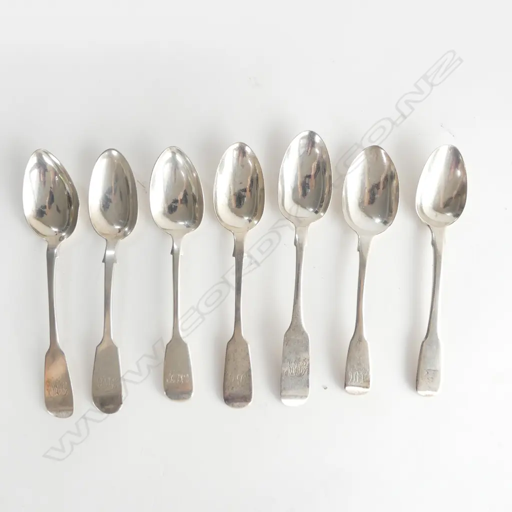 7 STG SILVER TEASPOONS, FIDDLE PATTERN 132grms Image 1++