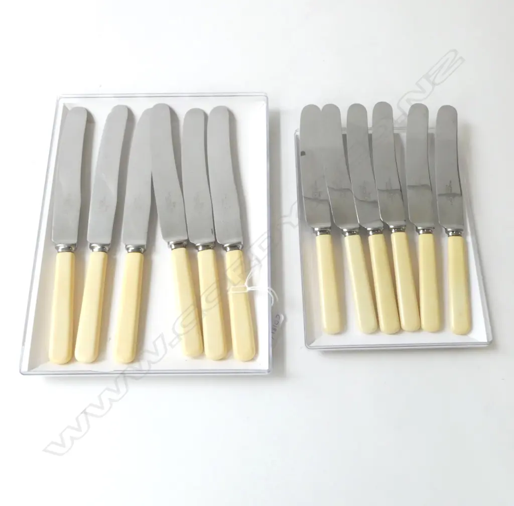 SET 12 ‘BONE’ HANDLE KNIVES W&H SHEFFIELD 6 DINNER & 6 LUNCH EXCELLELNT CONDITION, L.205MM-230MM  Image 1++