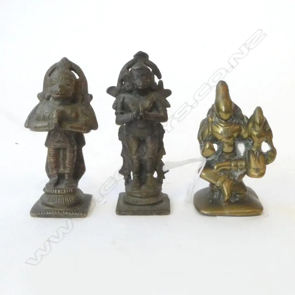 3 CAST METAL DEITIES; ex JOHN PERRY COLLECTION H.75mm Image 1++