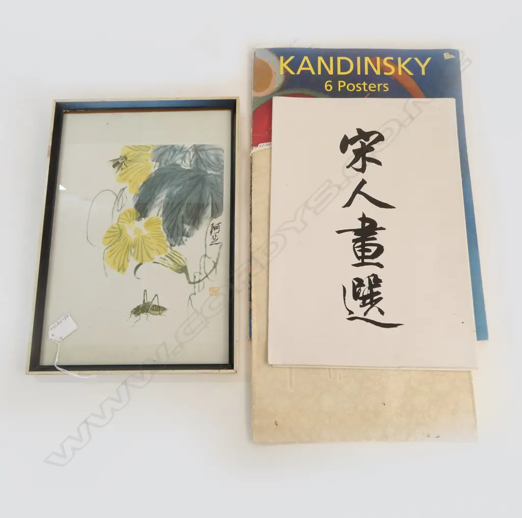 THREE FOLIOS REPRODUCTION PRINTS; 1994 TASCHEN KANDINSKY POSTER BOOK (only 4), 2 JAPANESE FOLIOS & FRAMED POSTER Image 1++