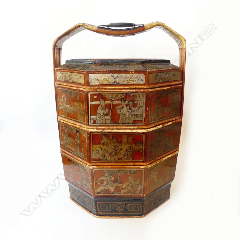 VINTAGE CHINESE STACKING WEDDING BASKETS H.620mm Image 1++