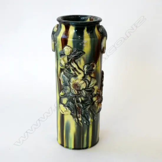 EARLY 20thC JAPANESE AWAJI WARE DRIP GLAZE POTTERY VASE H.260mm like English majolica
