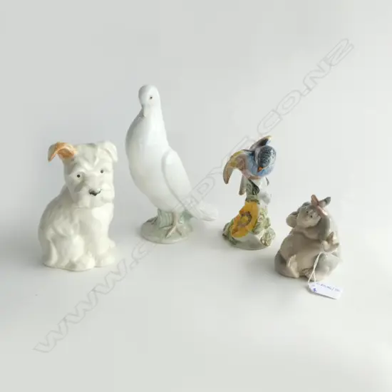 NAO DOVE H.210mm & MONKEY + BESWICK WHITE SCOTTIE DOG & BIRD #292