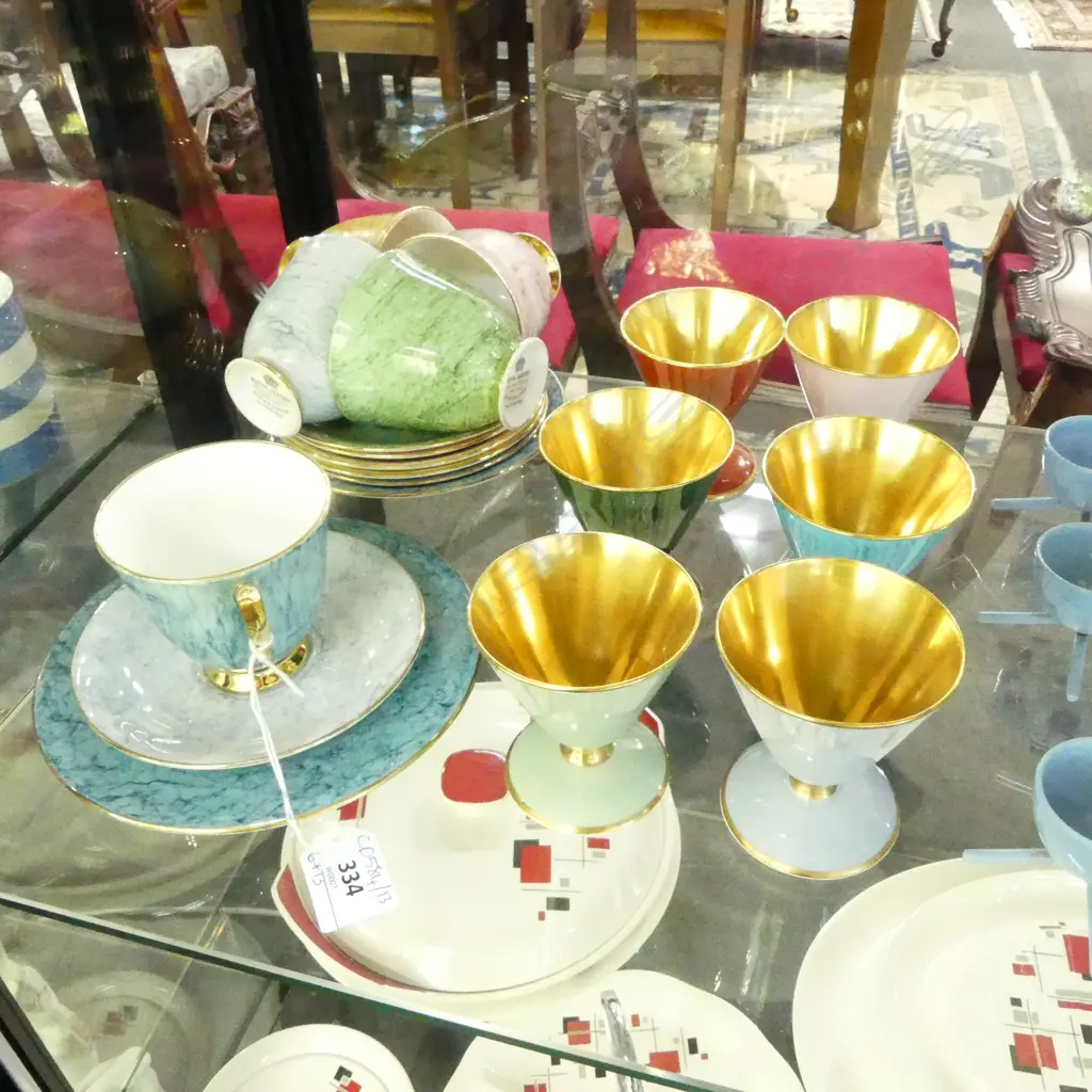 6 AYNSLEY GILT CUPS H.75mm + 13 PCE ROYAL ALBERT 'GOSSAMER' PART SET Image 1++