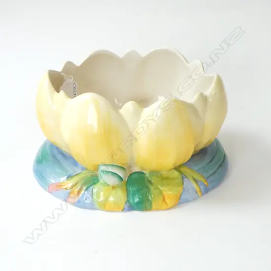 CLARICE CLIFF WATER LILY BOWL, L.220MM H.120MM 