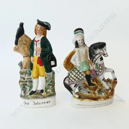2 STAFFORDSHIRE FLATBACK FIGURE GROUPS Incl. THE FALCONER
